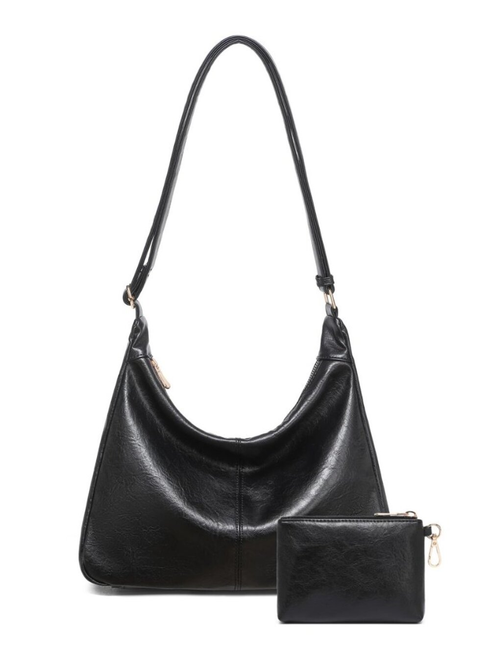 Hobo Bag for Women with Mini Purse Soft Vegan Leather Slouchy Shoulder Crossbody